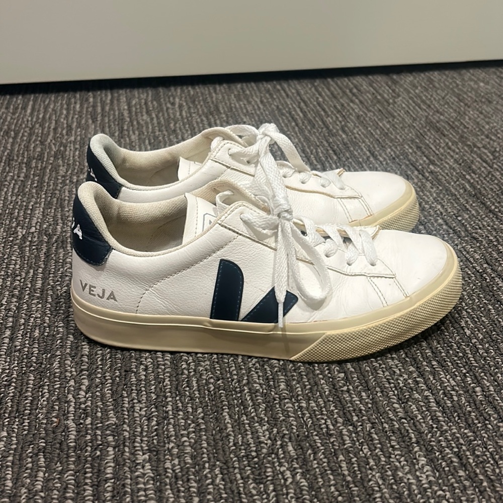 Navy and white Veja sneakers